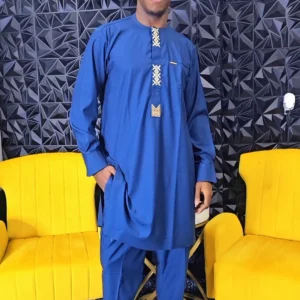 Light Blue African Men's Kaftan Set - Image 1