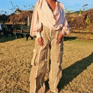 Vintage Sanyan African Women's Aso-Oke Cargo Pants - Image 4