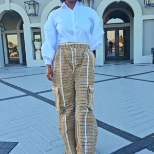 Vintage Sanyan African Women's Aso-Oke Cargo Pants - Image 7
