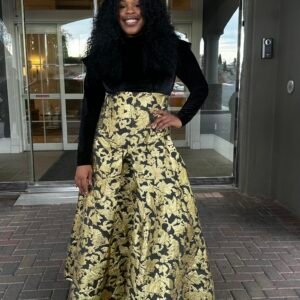 Black Velvet and Brocade Women's Dress - Image 3