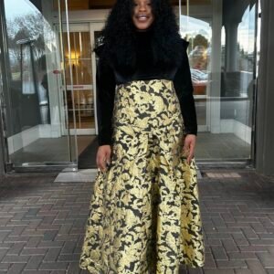 Black Velvet and Brocade Women's Dress - Image 1