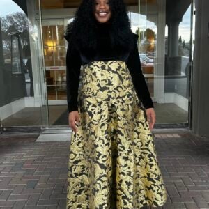 Black Velvet and Brocade Women's Dress - Image 4