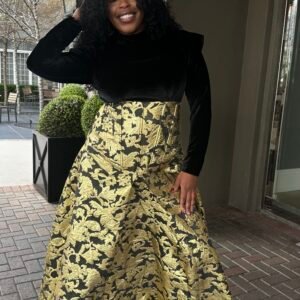 Black Velvet and Brocade Women's Dress - Image 2