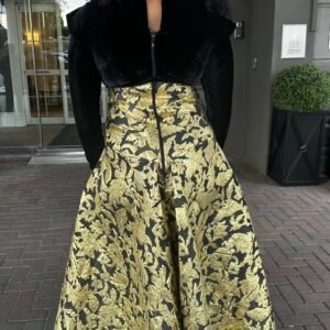 Black Velvet and Brocade Women's Dress - Image 5