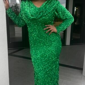 Green Velvet Women's Evening/Party Dress - Image 1