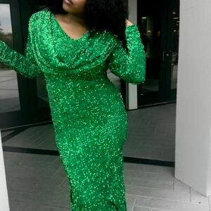 Green Velvet Women's Evening/Party Dress - Image 3