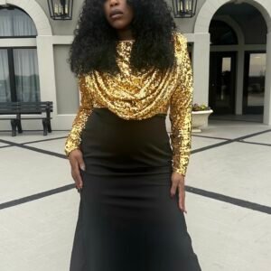 Sholape Gold and Black Sequence Party/Evening Dress - Image 2