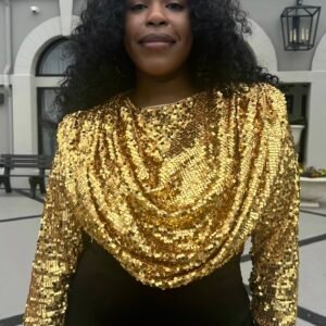 Sholape Gold and Black Sequence Party/Evening Dress - Image 5