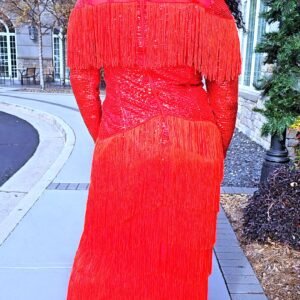 Pamela Fringed Red Party/Evening Women's Dress - Image 3