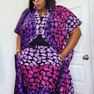 Multi-colored African Print Kimono and Pant Set - Image 5