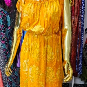 Yellow Soft Adire Strap Dress - Image 2