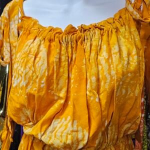 Yellow Soft Adire Strap Dress - Image 4