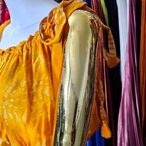 Yellow Soft Adire Strap Dress - Image 5