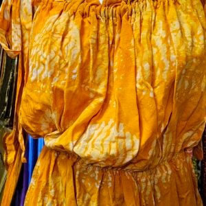 Yellow Soft Adire Strap Dress - Image 6