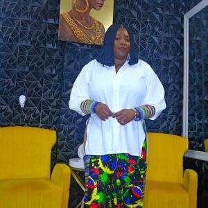 2 Piece Linen and Aso-oke Combat Pant Set - Image 1