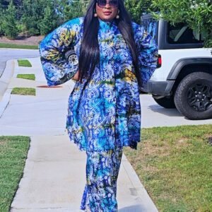 Two Piece African Adire long set - Image 4