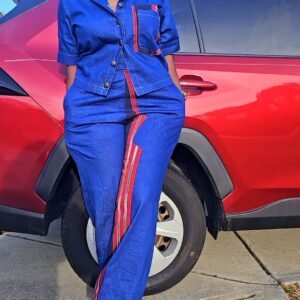 African Women's Aso-Oke and Denim's Set - Image 6