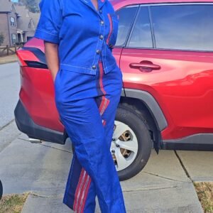 African Women's Aso-Oke and Denim's Set - Image 3