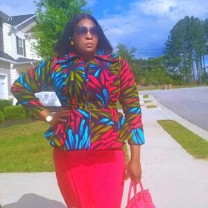 Multi-colored African Print Women's Padded Jacket - Image 1