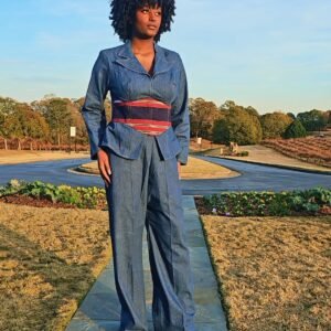 African Denim and Front Aso-oke Women's Set - Image 7
