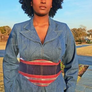 African Denim and Front Aso-oke Women's Set - Image 6