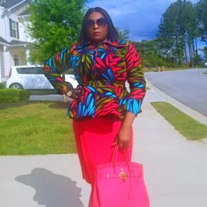 Multi-colored African Print Women's Padded Jacket - Image 3