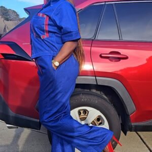 African Women's Aso-Oke and Denim's Set - Image 4