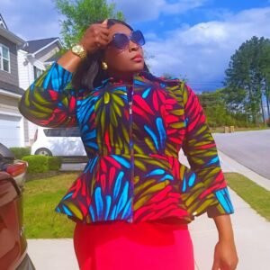 Multi-colored African Print Women's Padded Jacket - Image 2